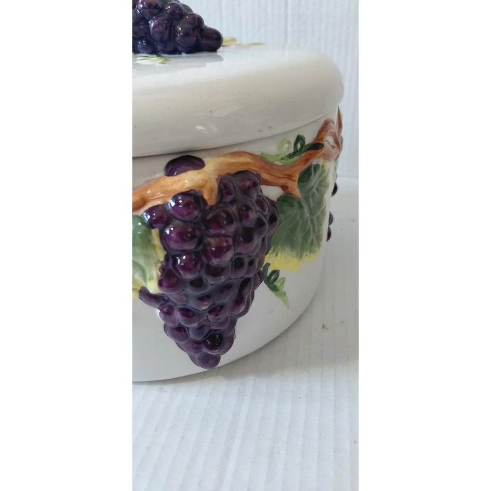 Vintage Retro KMC Tuscany Grapes kitchen collection ceramic Canister Cottagecore